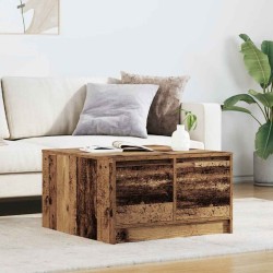 Table basse avec tiroirs vieux bois 70,5x70x40 cm 582553582553