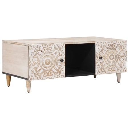 Table basse Blanc 100 x 54 x 40 cm Bois de mangue massif 582554582554