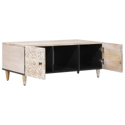 Table basse Blanc 100 x 54 x 40 cm Bois de mangue massif 582554582554