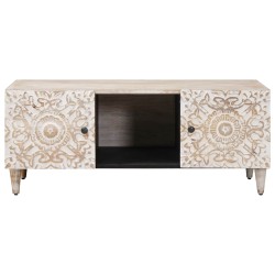 Table basse Blanc 100 x 54 x 40 cm Bois de mangue massif 582554582554