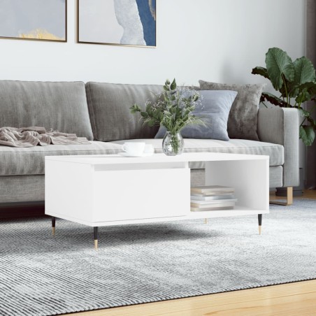 Table basse Blanc 90x50x36,5 cm Bois d'ingénierie 582556582556
