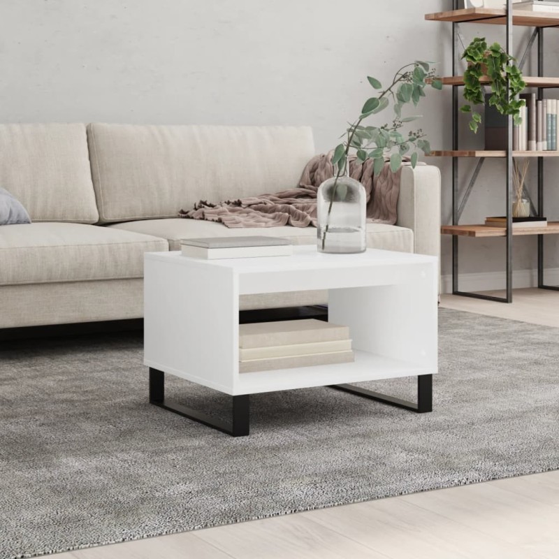 Table basse blanc 60x50x40 cm bois d'ingénierie 582558582558