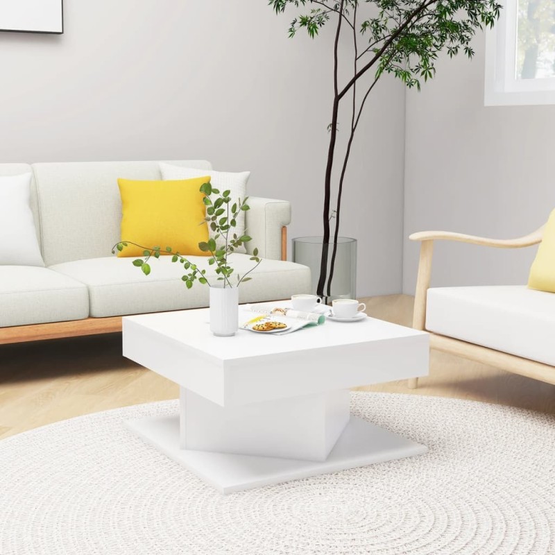 Table basse Blanc 57x57x30 cm Bois d'ingénierie 582562582562