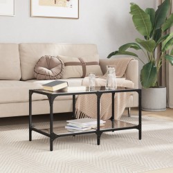 Table basse avec dessus en verre noir 78,5x40x40 cm acier 582563582563