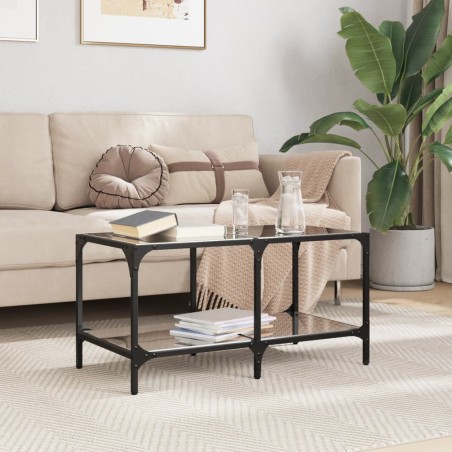 Table basse avec dessus en verre noir 78,5x40x40 cm acier 582563582563