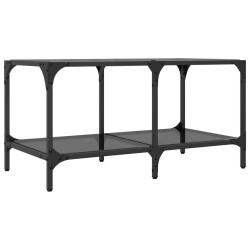 Table basse avec dessus en verre noir 78,5x40x40 cm acier 582563582563