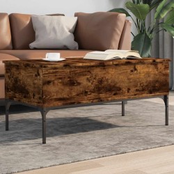 Table basse chêne fumé 100x50x45 cm bois d'ingénierie et métal 582566582566