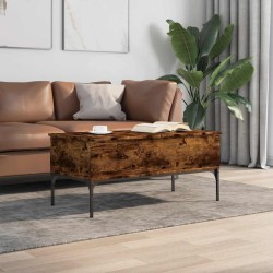 Table basse chêne fumé 100x50x45 cm bois d'ingénierie et métal 582566582566