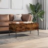 Table basse chêne fumé 100x50x45 cm bois d'ingénierie et métal 582566582566