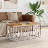 Table basse argenté acier inoxydable et bois massif d'acacia 582578582578