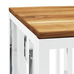 Table basse argenté acier inoxydable et bois massif d'acacia 582578582578