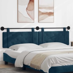 Tête de lit suspendue Avec lumière LED Bleu Velours 582583582583