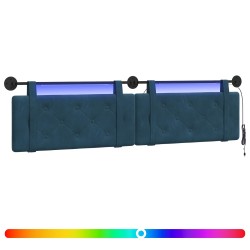 Tête de lit suspendue Avec lumière LED Bleu Velours 582583582583