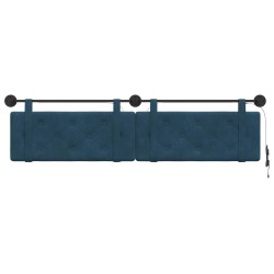 Tête de lit suspendue Avec lumière LED Bleu Velours 582583582583