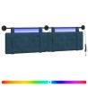 Tête de lit suspendue Avec lumière LED Bleu Velours 582595582595