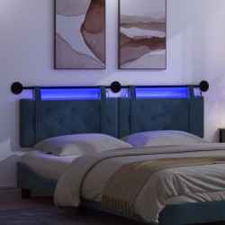 Tête de lit suspendue Avec lumière LED Bleu Velours 582595582595