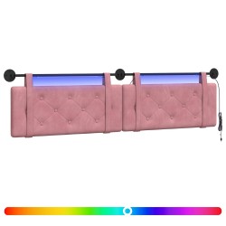 Tête de lit suspendue Avec lumière LED Rose Velours 582597582597