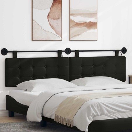 Tête de lit suspendue Avec lumière LED Noir Simili cuir 582604582604