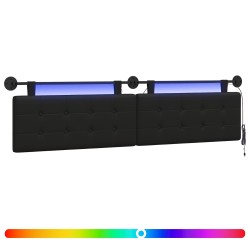Tête de lit suspendue Avec lumière LED Noir Simili cuir 582604582604
