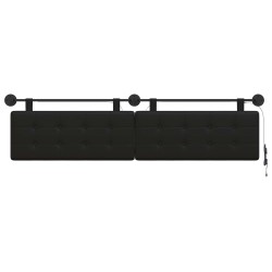 Tête de lit suspendue Avec lumière LED Noir Simili cuir 582604582604