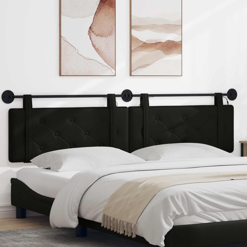 Tête de lit suspendue Avec lumière LED Noir Simili cuir 582605582605