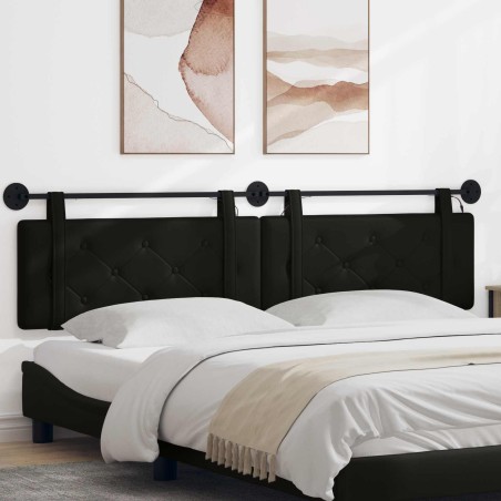 Tête de lit suspendue Avec lumière LED Noir Simili cuir 582605582605