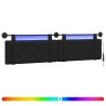 Tête de lit suspendue Avec lumière LED Noir Simili cuir 582605582605