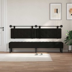 Tête de lit suspendue Avec lumière LED Noir Simili cuir 582605582605