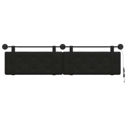 Tête de lit suspendue Avec lumière LED Noir Simili cuir 582605582605