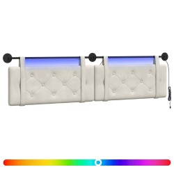 Tête de lit suspendue Avec lumière LED Crème Velours 582606582606