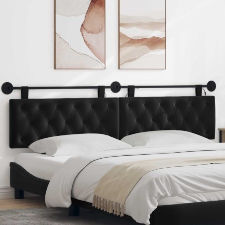 Tête de lit suspendue Avec lumière LED Noir Velours 582609582609