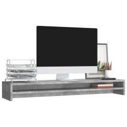 Support de moniteur Gris béton 100x24x13 cm Bois d'ingénierie 582632582632