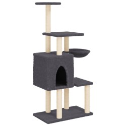 Arbre à chat avec griffoirs en sisal Gris foncé 131 cm 582635582635