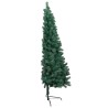 Demi-arbre de Noël artificiel pré-éclairé et boules vert 210 cm 582643582643