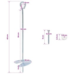 Ancre de terre 2 pcs Argenté Ø10 x 40 cm Métal galvanisé 582644582644