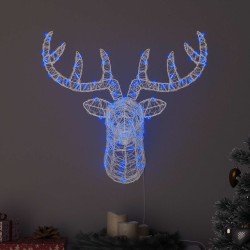 Tête de Renne avec 140 LED Bleu 68 x 36,5 x 62,5 cm Acrylique 582659582659
