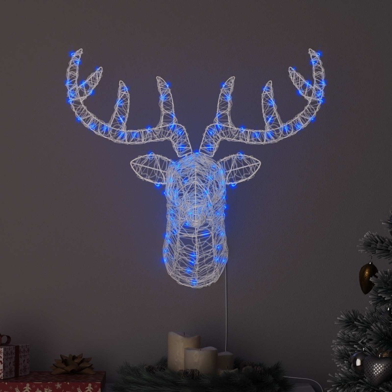 Tête de Renne avec 140 LED Bleu 68 x 36,5 x 62,5 cm Acrylique 582659582659
