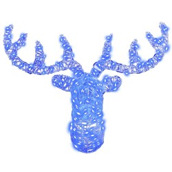 Tête de Renne avec 140 LED Bleu 68 x 36,5 x 62,5 cm Acrylique 582659582659