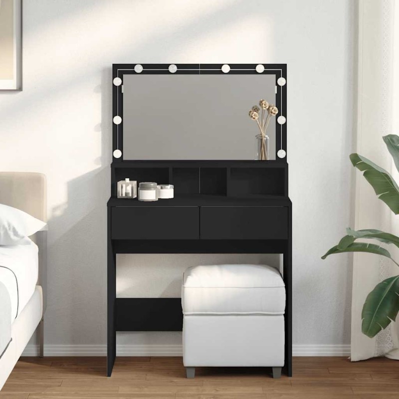 Coiffeuse avec LED noir 80x41x134,5 cm 582677582677