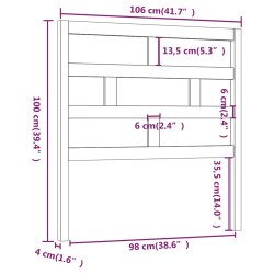 Tête de lit Marron miel 106x4x100 cm Bois massif de pin 582684582684
