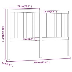 Tête de lit Marron miel 156x4x100 cm Bois massif de pin 582685582685