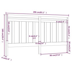 Tête de lit Marron miel 206x4x100 cm Bois massif de pin 582687582687