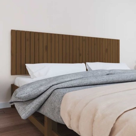 Tête de lit murale Marron miel 204x3x60 cm Bois massif de pin 582691582691