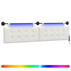 Tête de lit suspendue Avec lumière LED Blanc Simili cuir 582693582693