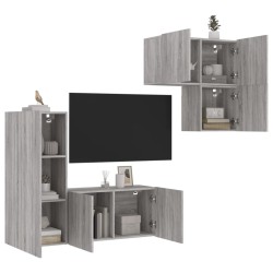 Unités murales TV 4 pcs sonoma gris bois d'ingénierie 582711582711