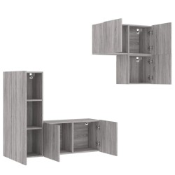 Unités murales TV 4 pcs sonoma gris bois d'ingénierie 582711582711