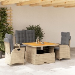 Ensemble à manger de jardin coussins 4 pcs beige résine tressée 582724582724