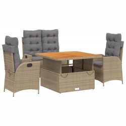 Ensemble à manger de jardin coussins 4 pcs beige résine tressée 582724582724