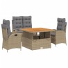 Ensemble à manger de jardin coussins 4 pcs beige résine tressée 582724582724