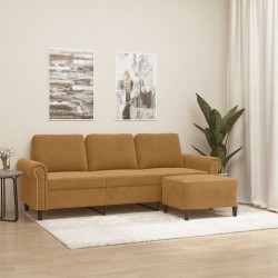 Canapé à 3 places avec repose-pieds Marron 180 cm Velours 582745582745